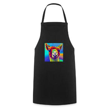 Buntes Lama - Kochschürze - Schwarz - Vorne - AI Model Male 185 dark (185cm)