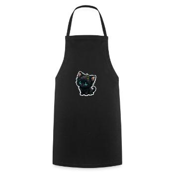 Kawaii Black Kitten - Cooking Apron - black - Front - AI Model Male 185 dark (185cm)