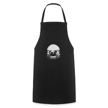Coucher de soleil sur la plage avec du crabe élégant - Tablier de cuisine - noir - Devant - AI Model Male 185 dark (185cm)
