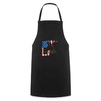 Barrel Racer American Flag, Patriotic Rodeo Barrel - Kochschürze - Schwarz - Vorne - AI Model Male 185 dark (185cm)