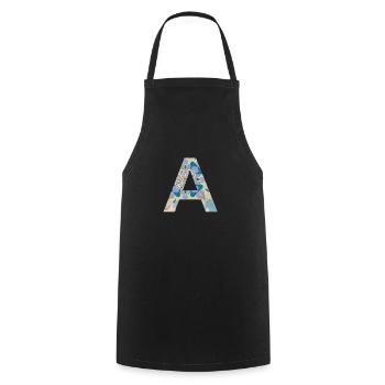 Lettre A en mandala - Tablier de cuisine - noir - Devant - AI Model Male 185 dark (185cm)