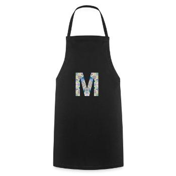 Lettre M en mandala - Tablier de cuisine - noir - Devant - AI Model Male 185 dark (185cm)