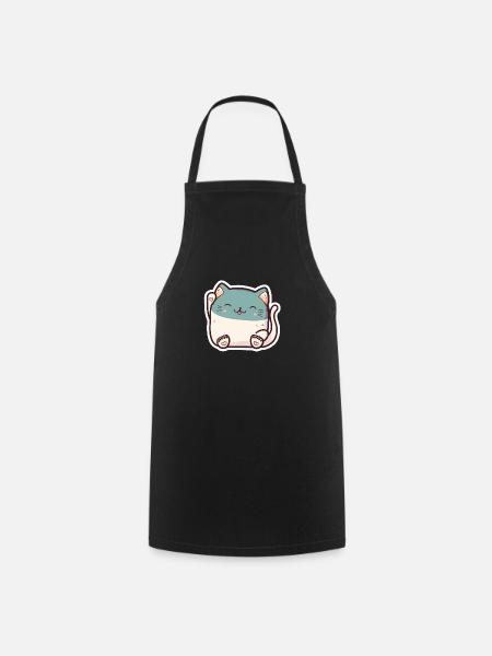 Cute cute cat lies and sleeps stickers - Cooking Apron - black