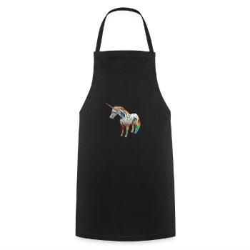 Origami Geometrie Unicorn bunt modern arty - Kochschürze - Schwarz - Vorne - AI Model Male 185 dark (185cm)