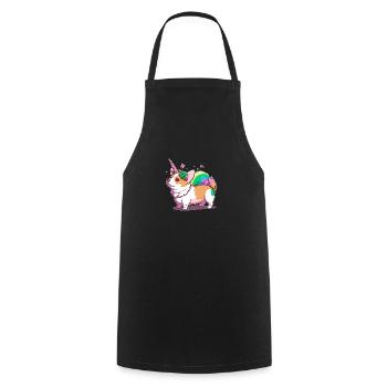 Licorne Corgi - Tablier de cuisine - noir - Devant - AI Model Male 185 dark (185cm)