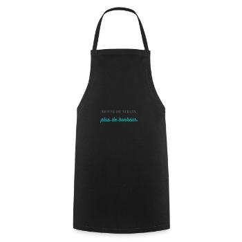 moins de stress, plus de bonheur! - Tablier de cuisine - noir - Devant - AI Model Male 185 dark (185cm)