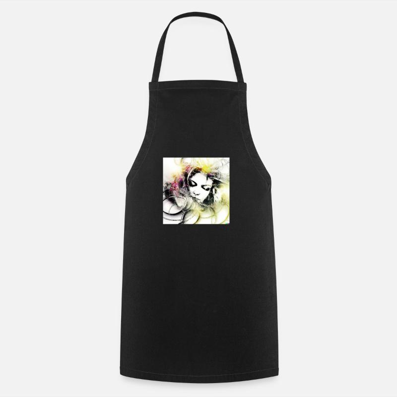 Mystical white ghost digital art - Cooking Apron - black