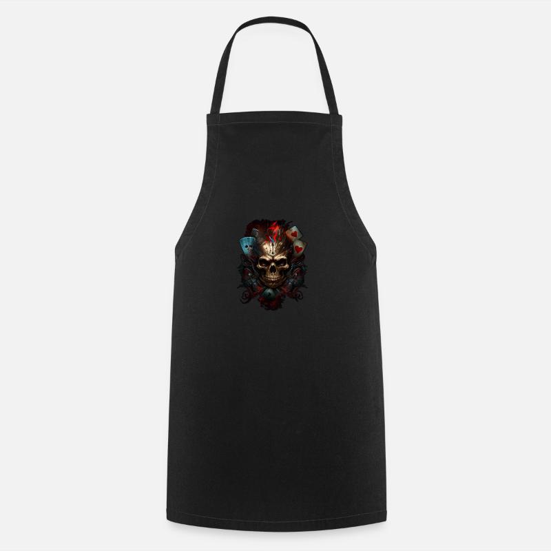 Éclabousser le crâne multicolore. Visage impassible - Tablier de cuisine - noir
