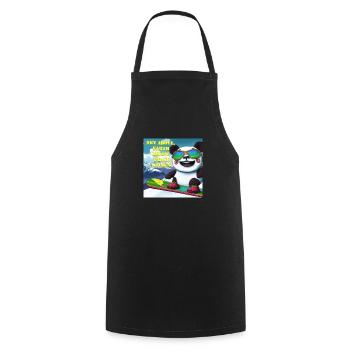 Panda on Snowboard Variant 1 Text - Cooking Apron - black - Front - AI Model Male 185 dark (185cm)