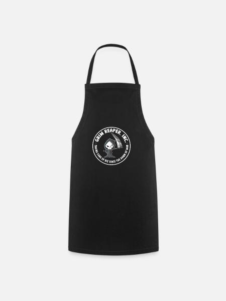 Funny Grim Reaper Inc. Logo, Goth Dark Humor - Kochschürze - Schwarz