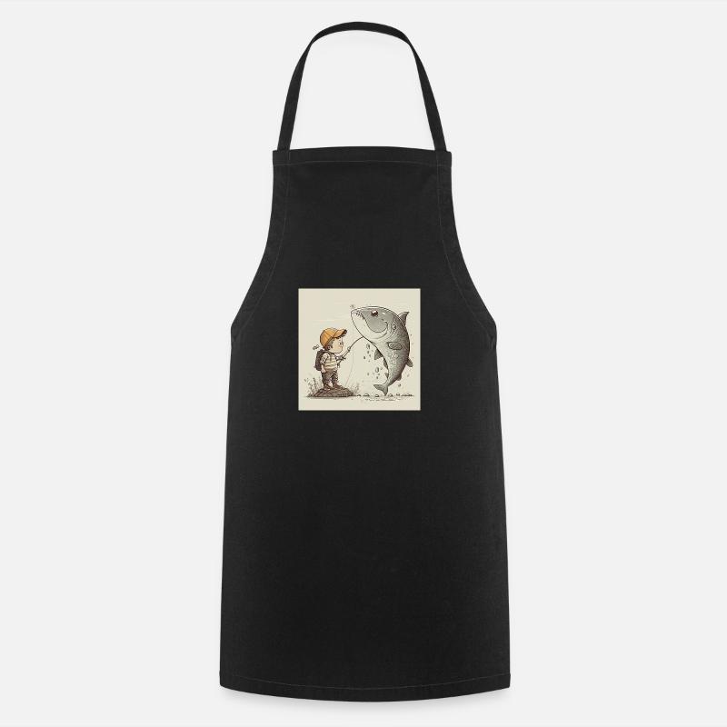 Little boy catches gift - Cooking Apron - black
