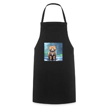 Kitten in the rain - Cooking Apron - black - Front - AI Model Male 185 dark (185cm)