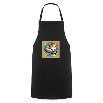 Cartoon flying cat - Cooking Apron - black - Front - AI Model Male 185 dark (185cm)