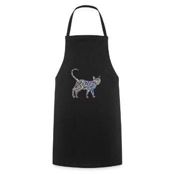 Chat coloré, Défilé - Tablier de cuisine - noir - Devant - AI Model Male 185 dark (185cm)