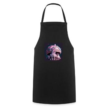 Fille sous champignon - Tablier de cuisine - noir - Devant - AI Model Male 185 dark (185cm)