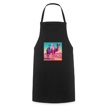 CAMEL VAPORWAVE, ART MODERNE, COULEURS NÉON - Tablier de cuisine - noir - Devant - AI Model Male 185 dark (185cm)