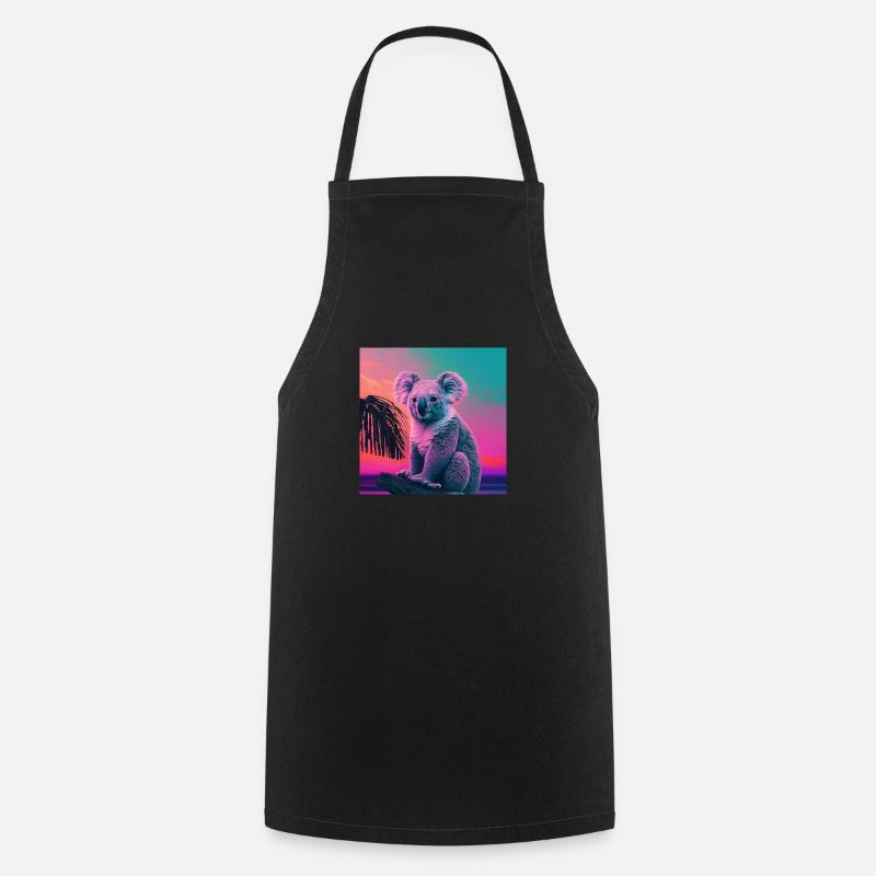 KOALA VAPORWAVE, moderne Kunst, Neon Farben - Kochschürze - Schwarz