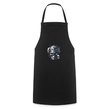 Crâne rétro futuriste Crâne Cyborg - Tablier de cuisine - noir - Devant - AI Model Male 185 dark (185cm)