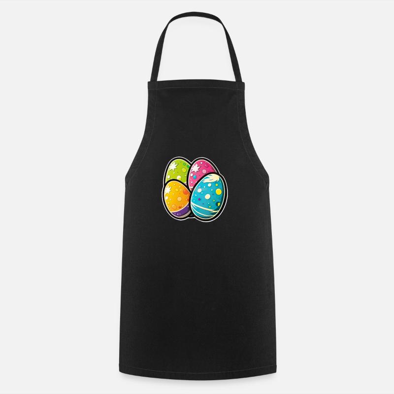 Happy Easter Eggs Easter Colorful Eggs Sticker Colors - Cooking Apron - black