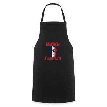 macron à la retraire Grève 2023 - Tablier de cuisine - noir - Devant - AI Model Male 185 dark (185cm)