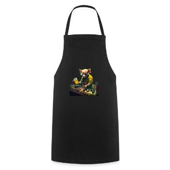 Beastly cool pig DJ with beer - Cooking Apron - black - Front - AI Model Male 185 dark (185cm)