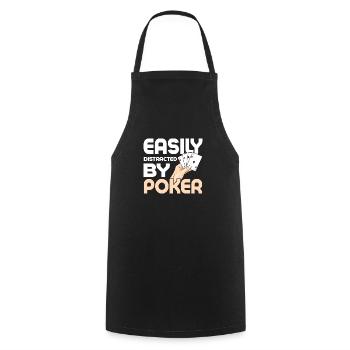 Easily Distracted By Poker Gambling Card Player - Cooking Apron - black - Front - AI Model Male 185 dark (185cm)