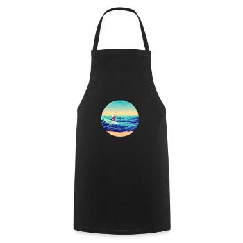 Surfer surferin surfen Wellenreiten Surfbrett - Kochschürze - Schwarz - Vorne - AI Model Male 185 dark (185cm)