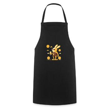 Lapin cool avec de la bière et des lunettes de soleil drôle - Tablier de cuisine - noir - Devant - AI Model Male 185 dark (185cm)
