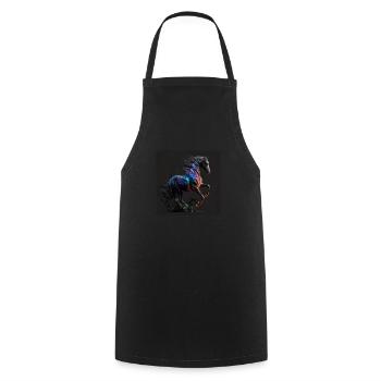 Fiery horse n°14 - Cooking Apron - black - Front - AI Model Male 185 dark (185cm)