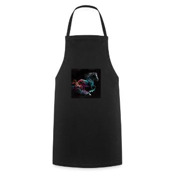 Fiery horse n°2 - Cooking Apron - black - Front - AI Model Male 185 dark (185cm)