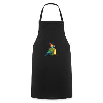 Parrot cuddles with beer - Cooking Apron - black - Front - AI Model Male 185 dark (185cm)