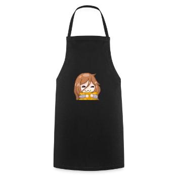 PillowG1rl Emote mit orangenem Kissen - Kochschürze - Schwarz - Vorne - AI Model Male 185 dark (185cm)