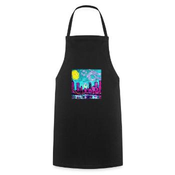 New York city van gogh - Cooking Apron - black - Front - AI Model Male 185 dark (185cm)
