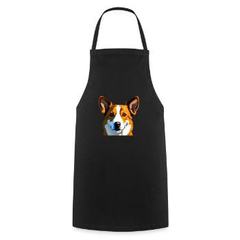 Realistic drawing of light brown dog - Cooking Apron - black - Front - AI Model Male 185 dark (185cm)