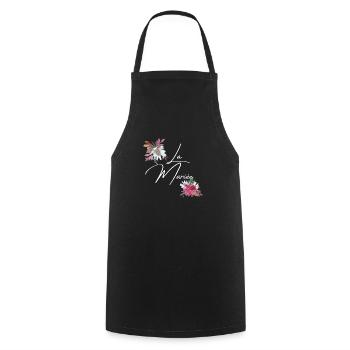 La mariée floral - Tablier de cuisine - noir - Devant - AI Model Male 185 dark (185cm)