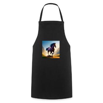 Cheval au galop dans le sable - Tablier de cuisine - noir - Devant - AI Model Male 185 dark (185cm)