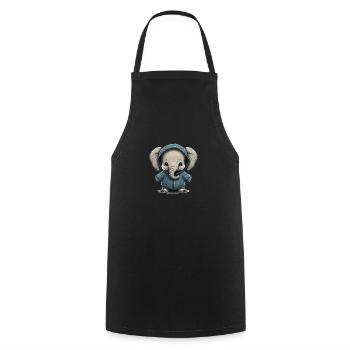 Babyelefant mit Hoodie - Kochschürze - Schwarz - Vorne - AI Model Male 185 dark (185cm)