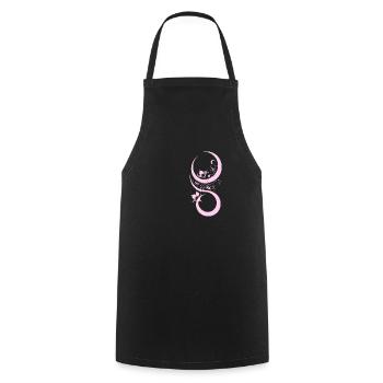 Pink flower and bow pattern - Cooking Apron - black - Front - AI Model Male 185 dark (185cm)