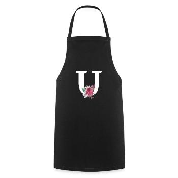 Floral letter - Cooking Apron - black - Front - AI Model Male 185 dark (185cm)