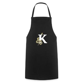 Letter k snake - Cooking Apron - black - Front - AI Model Male 185 dark (185cm)