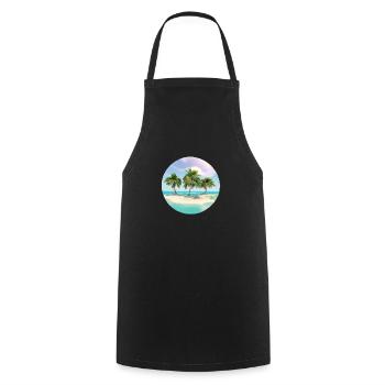 Sommerurlaub Strand Sonne Palmen Insel Palme - Kochschürze - Schwarz - Vorne - AI Model Male 185 dark (185cm)