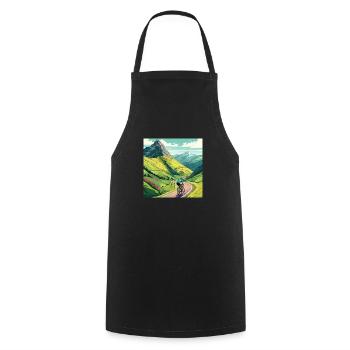Road cyclist climbs mountain in France Alps - Cooking Apron - black - Front - AI Model Male 185 dark (185cm)