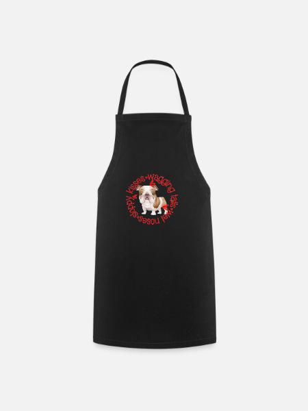 Cute Bulldog, sloppy kisses - Cooking Apron - black