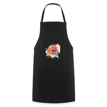 Watercolor Boho Blossom - Kochschürze - Schwarz - Vorne - AI Model Male 185 dark (185cm)