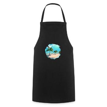 Sommerurlaub Strand Palmen Insel Sonne Palme - Kochschürze - Schwarz - Vorne - AI Model Male 185 dark (185cm)