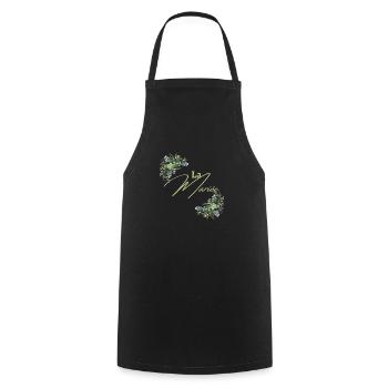 La mariée floral - Tablier de cuisine - noir - Devant - AI Model Male 185 dark (185cm)