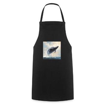 Whale jumps out of the water - Cooking Apron - black - Front - AI Model Male 185 dark (185cm)