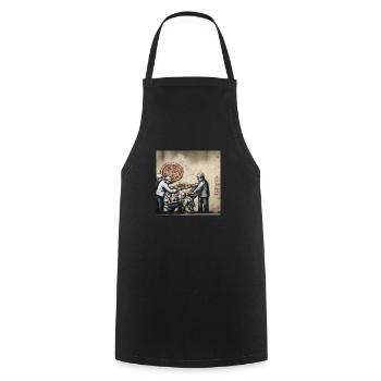 Pizza Graffiti Banksy - Design de T-shirt d’art urbain - Tablier de cuisine - noir - Devant - AI Model Male 185 dark (185cm)
