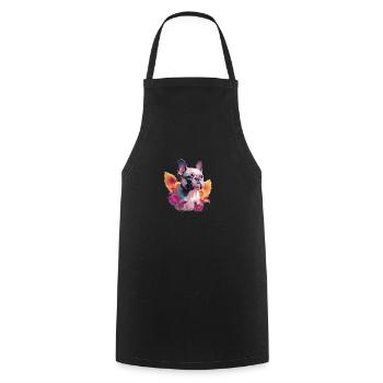 French Bulldog - Cooking Apron - black - Front - AI Model Male 185 dark (185cm)