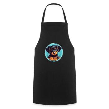 Cute puppy - Cooking Apron - black - Front - AI Model Male 185 dark (185cm)